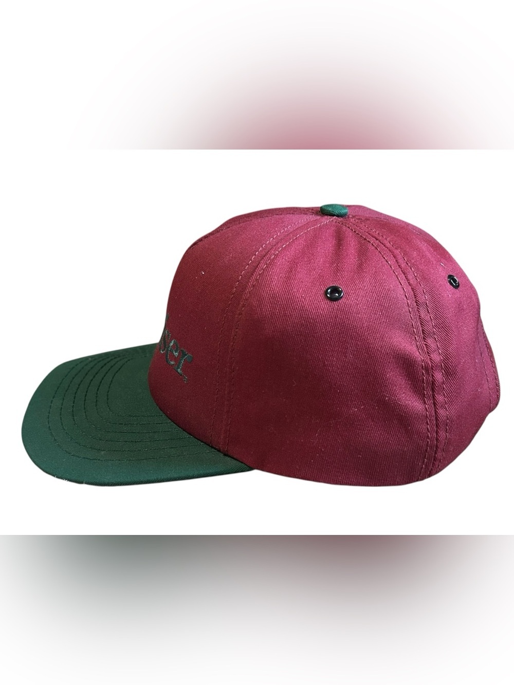 Vintage Budweiser Snapback Hat Burgundy Green Beer Promo Cap - Picture 2 of 8